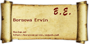 Borsova Ervin névjegykártya